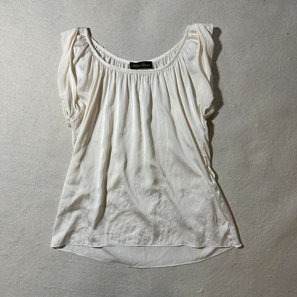 Alisha Levine Women's Medium Cream Silk Blouse